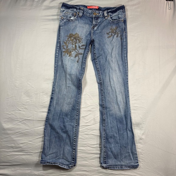 Choice by Calvin Klein Denim - Choice Calvin Klein Floral Graphic Bootcut Jeans Rhinestone Sz 30 Y2K Indie